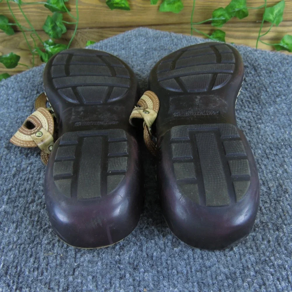 Naturalizer Women's‎ Sandals Brown Leather Wedge Non-Adjustable Straps 9.5 M